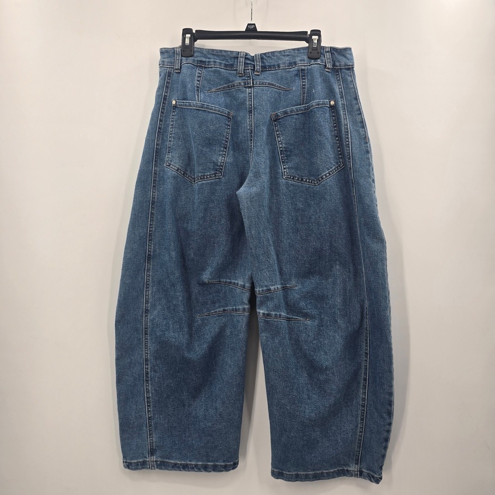 9th & Main Jeans Womens‎ 14 Barrel Leg Jeans Medium Wash High Rise Cropped